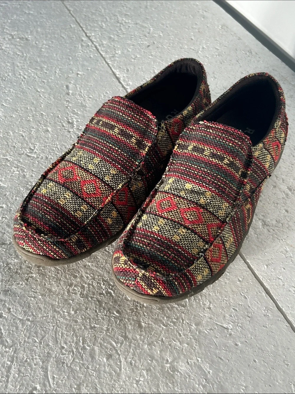 Roper SZ Mens 7.5 or Womens 9 Johnnie Southwestern Driving Moccasins Western